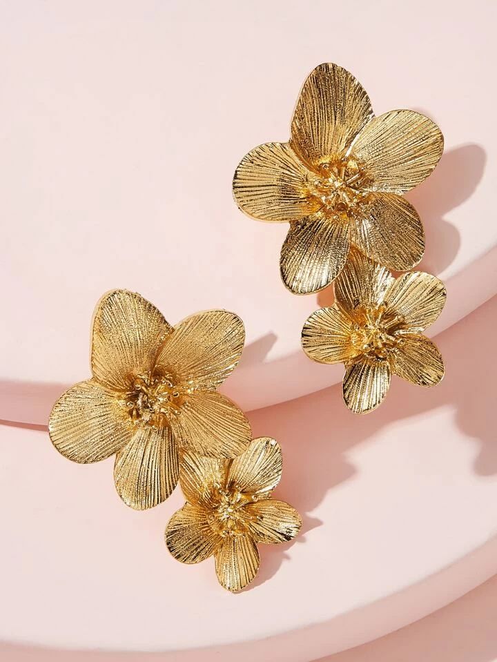 Double Flower Earrings 1pair | SHEIN