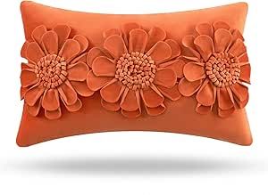 Foindtower Decorative Handmade 3D Flower Pillow Covers Sunflower Lumbar Throw Pillow Floral Velve... | Amazon (US)