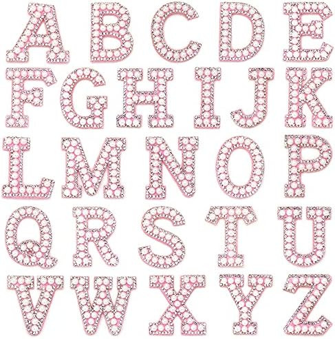 26 Pieces A-Z Rhinestone Iron On Letter Patches, Pearl Rhinestone English Letter Sew On Letters P... | Amazon (US)