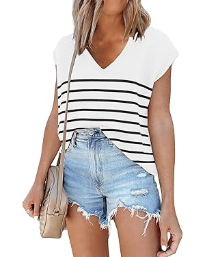 SAUKOLE Women's Sleeveless Sweater Vest Casual V Neck Cap Sleeve Knit Pullover Tank Tops 2024 Spr... | Amazon (US)