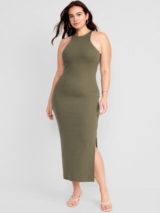 Fitted High-Neck Rib-Knit Maxi Dress for Women | Old Navy (US)