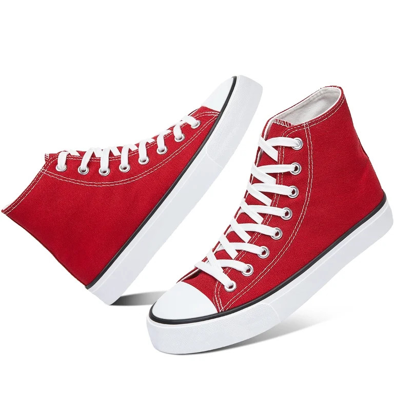 AOMAIS Womens High Top Canvas Sneakers Lace Up Mid Top Canvas Shoes Comfortable Non Slip Walking ... | Walmart (US)