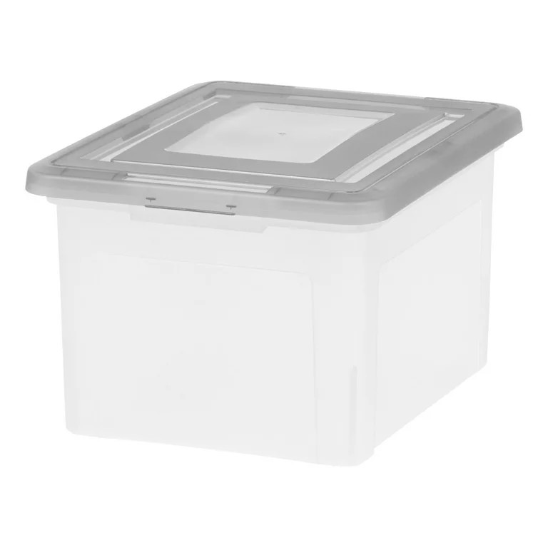 IRIS USA, Clear Plastic Legal and Letter Size File Storage Box, Gray Lid - Walmart.com | Walmart (US)