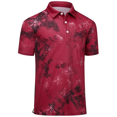 Men's Polo Shirts Short Sleeve Performance Golf Polos Red Magenta XL | Amazon (US)