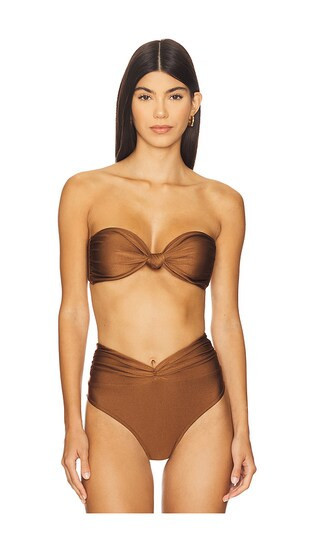 Shani Shemer Maren Bikini Top in Brown. - size S | Revolve Clothing (Global)