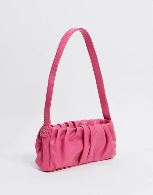 ASOS DESIGN ruched 90s shoulder bag in hot pink | ASOS (Global)