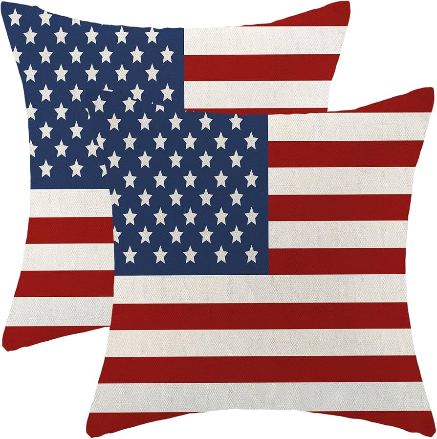 Independence Day Pillow Covers 18x18 Pack of 2 Red Blue American Flag Memorial Day Stars Throw Pi... | Amazon (US)
