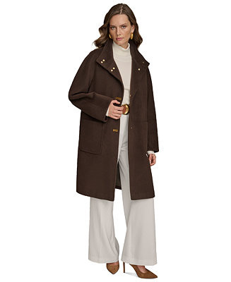 Donna Karan New York Women's Stand-Collar Single-Breasted Coat - Macy's | Macy's