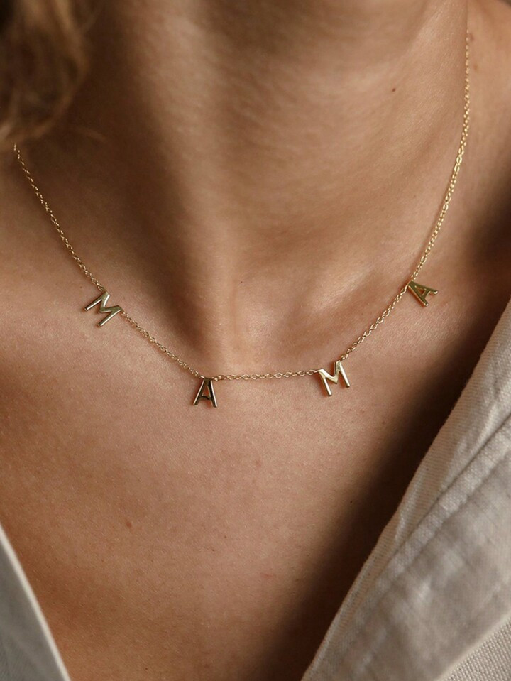 1Pc Exquisite Minimalist MAMA Letter Pendant Necklace For Women Stainless Steel Clavicle Chain Ne... | SHEIN
