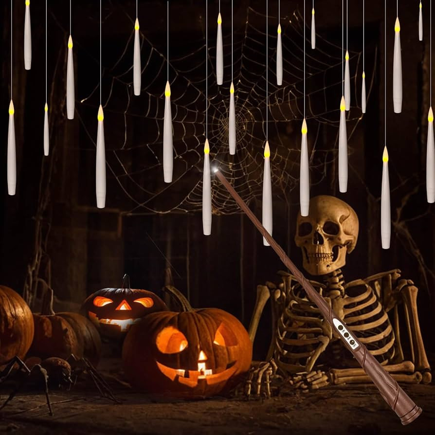 Leejec 20Pcs Floating Candle with Wand Remote, 6/18H Timer, Halloween Decor | Amazon (US)