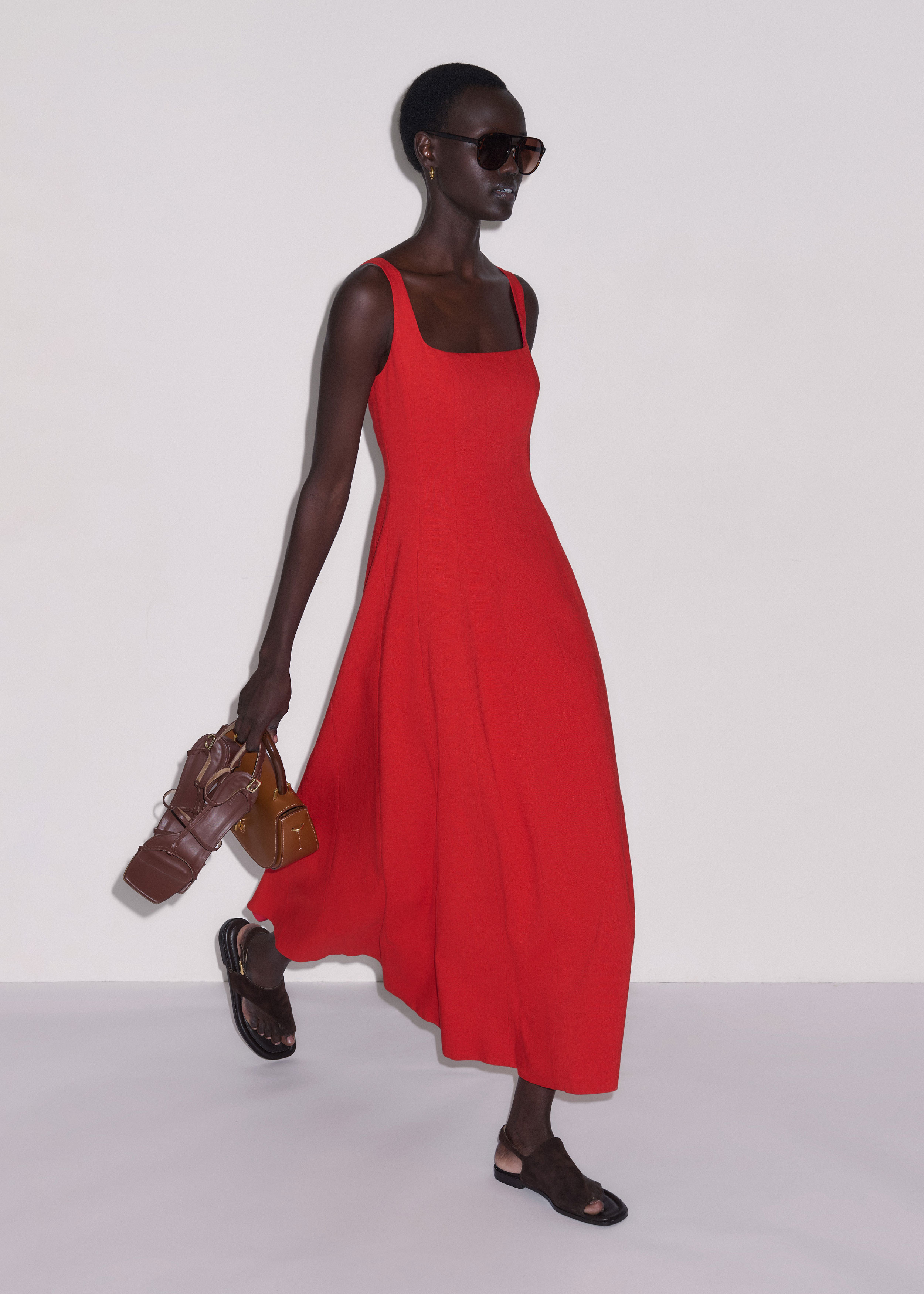 Fit + Flare Maxi Dress Textured Weave | ME+EM Global (Excluding US)