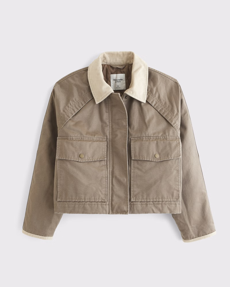 Women's Short Twill Barn Jacket | Women's Coats & Jackets | Abercrombie.com | Abercrombie & Fitch (US)
