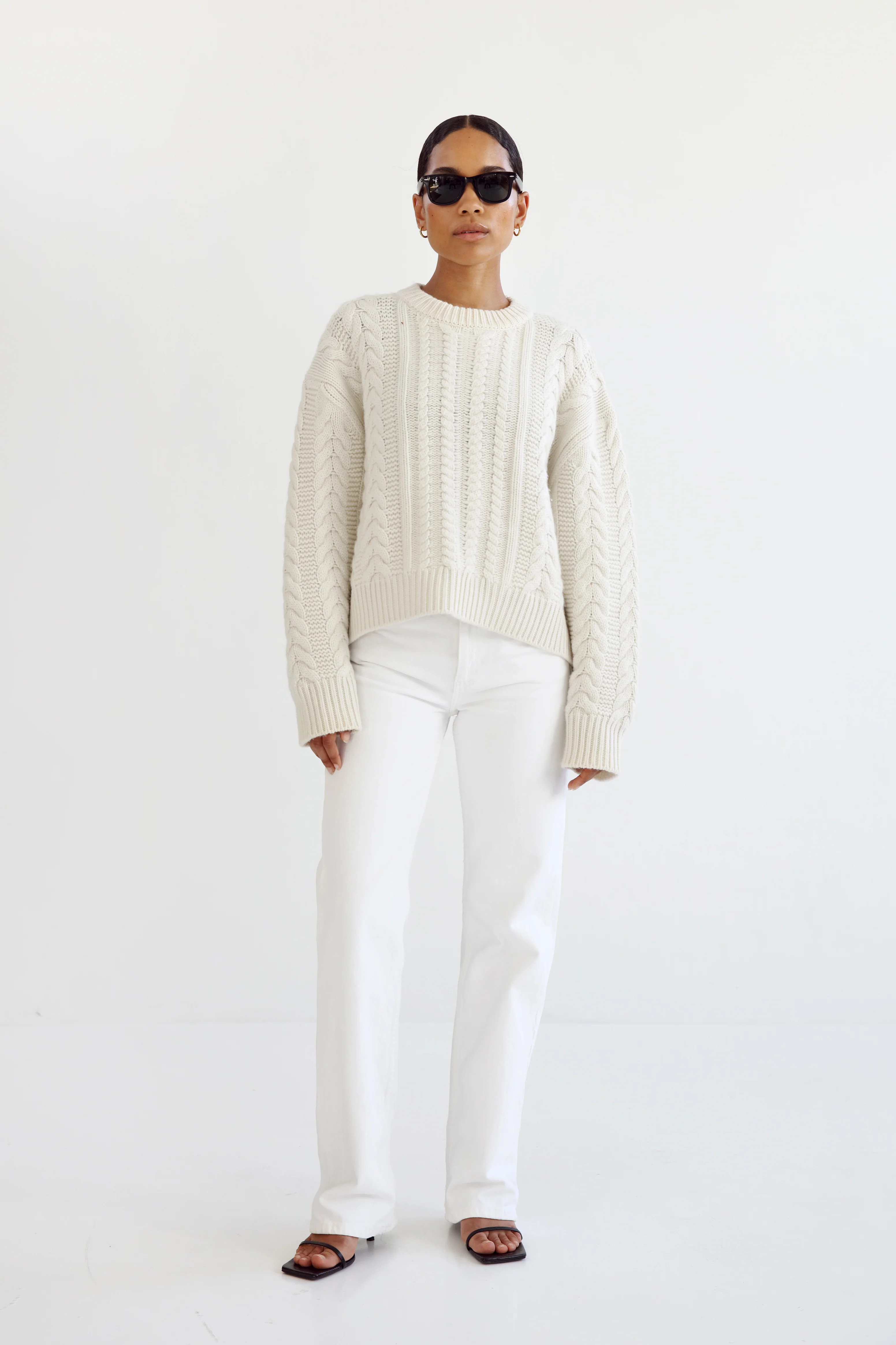 Naia Cable Knit Sweater, cream | Almada Label