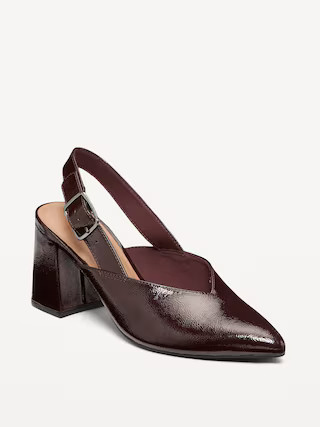 Faux-Leather Slingback Heels for Women | Old Navy (US)