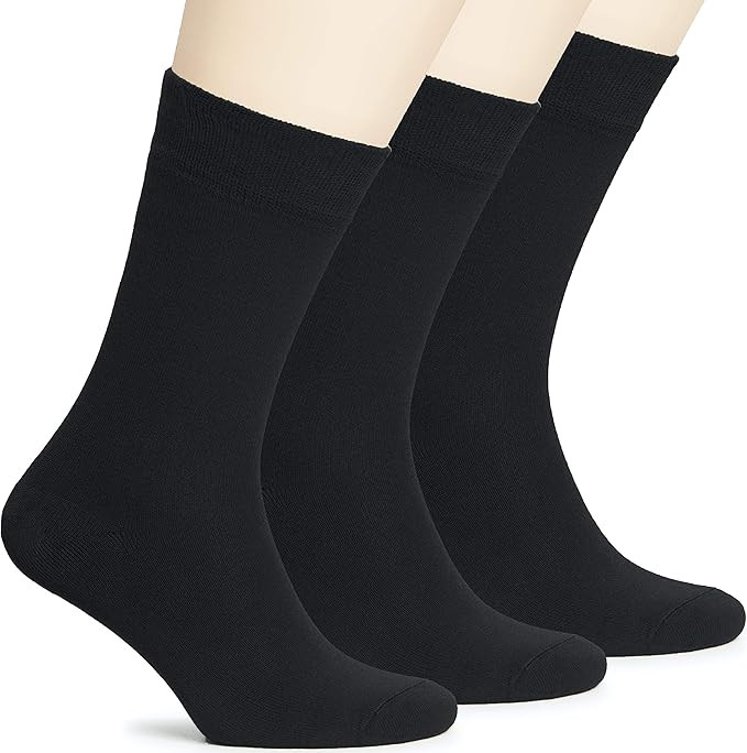 Hugh Ugoli Women's Lightweight Soft Bamboo Thin Dress Socks Crew Business Casual, 3 Pairs, Shoe S... | Amazon (US)