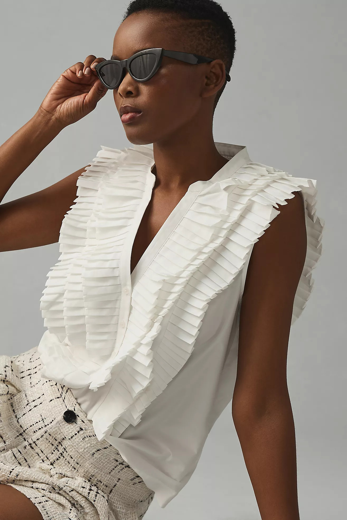 Maeve Sleeveless Ruffled Blouse | Anthropologie (US)