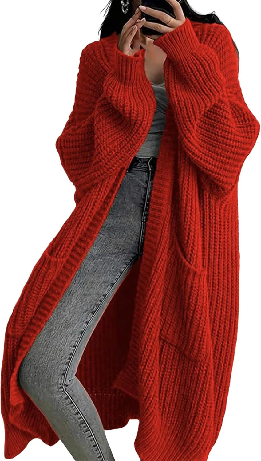 Womens Long Cardigan Sweaters Knit Open Front Duster with Pockets | Amazon (US)
