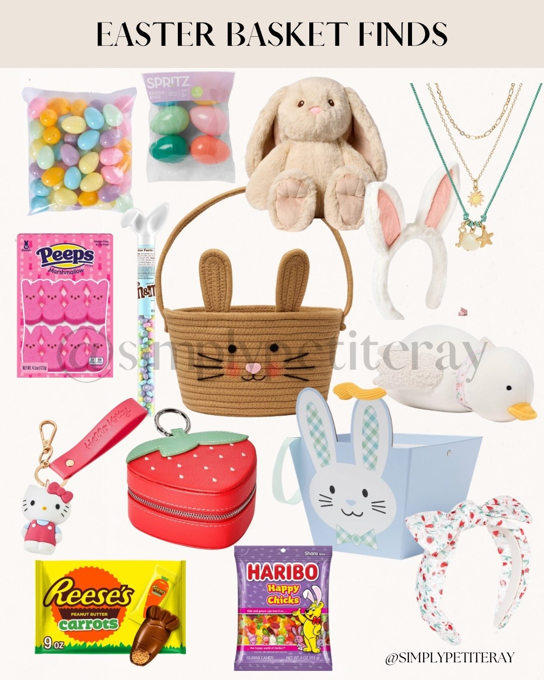Easter Basket Finds & Target Fun! 🐰

Embrace the sweetness of the season with these adorable, under $15 basket fillers! 🍬

I am obsessed with these budget-friendly finds for a perfect Easter morning. I love starting with a woven bunny basket and filling it with colorful Peeps, Haribo Happy Chicks, and festive Reese’s carrots. For the finishing touch, I added cute lifestyle extras like a plush bunny, a strawberry coin purse, and a floral bow headband to make it extra special and fun for the little ones!

#EasterBasket
#EasterFinds
#TargetStyle
#TargetFinds
#EasterCandy
#BasketFillers
#TargetDollarSpot
#EasterDecor
#SpringGifts
#ToddlerEaster
#EasterIdeas
#LTKUnder50
#LTKSeasonal
#HolidayGifts
#BudgetFinds

#LTKKids #LTKBaby #LTKmomlife