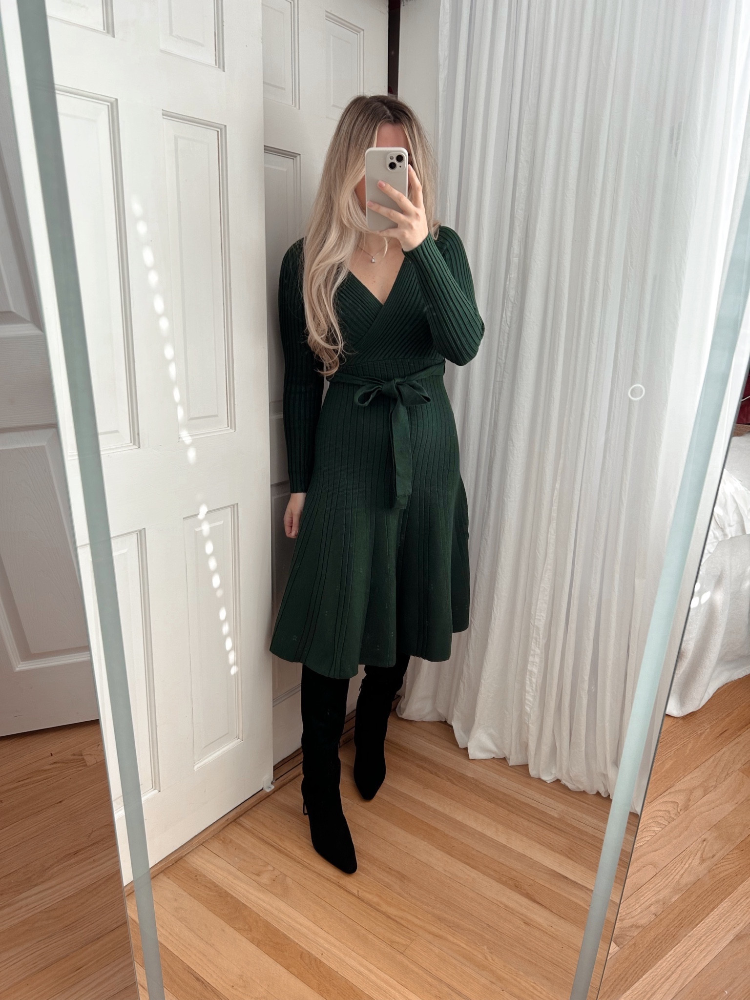 I’m wearing a size XXS, it’s very stretchy I’m typically a small 🎄30% off with code: PARTYMODE 

Christmas outfit, Christmas dress, winter outfit, winter dress, green sweater dress, holiday outfit, boots 

#LTKparties #LTKfindsunder50 #LTKsalealert