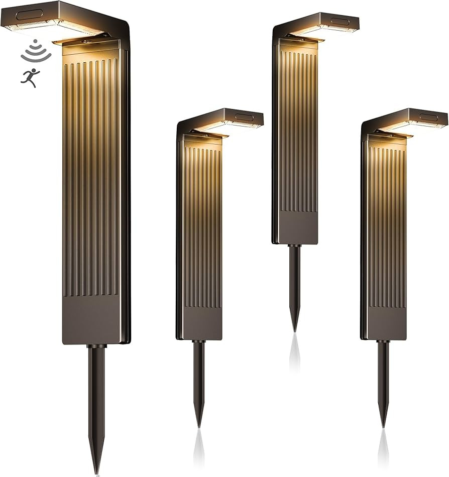 COXSENI Solar Lights Outdoor Pathway, 4Pack Motion Sensor Solar Pathway Lights, 3 Working Modes &... | Amazon (US)