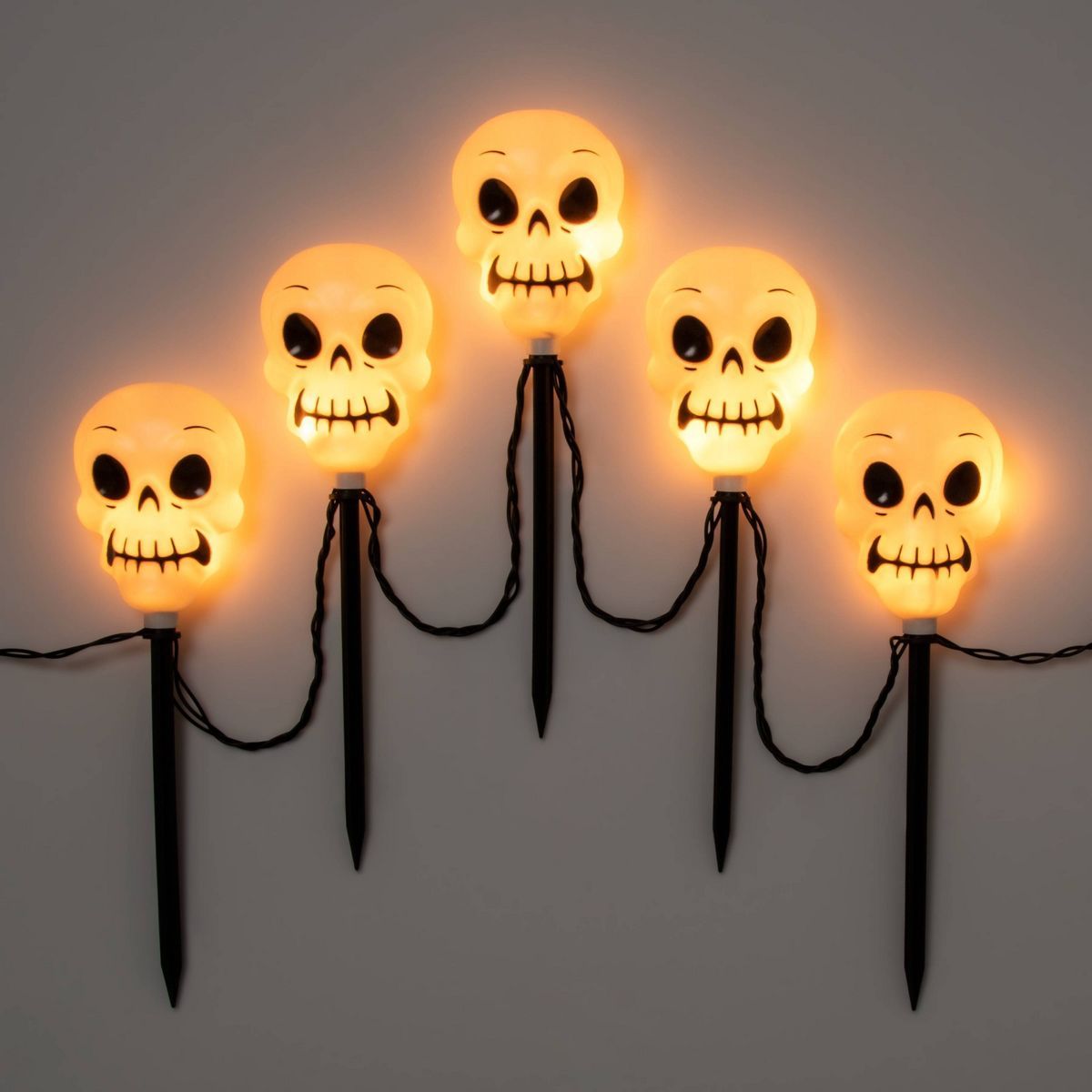 5ct Incandescent Clear Skull Halloween Pathway Stake Lights - Hyde & EEK! Boutique™ | Target