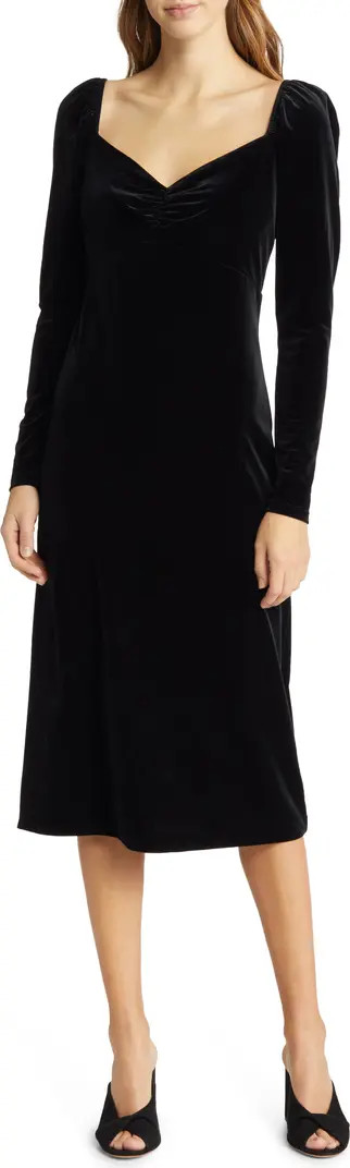 Boden Long Sleeve Sweetheart Neck Velvet Dress | Nordstrom | Nordstrom