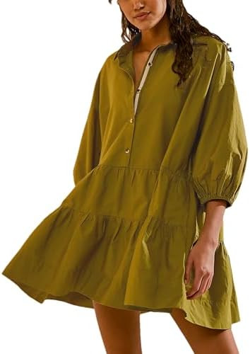 Zontroldy Dresses Tunic Dress Babydoll Mini A-line Oversized | Amazon (US)