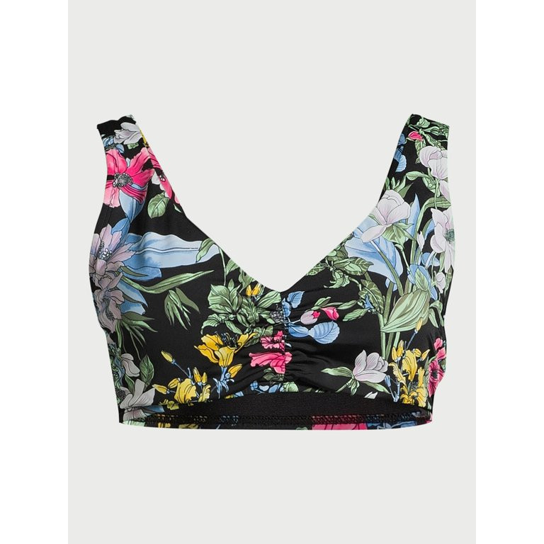 Time and Tru Women's Floral Plunge Swim Top, Sizes S-XL | Walmart (US)