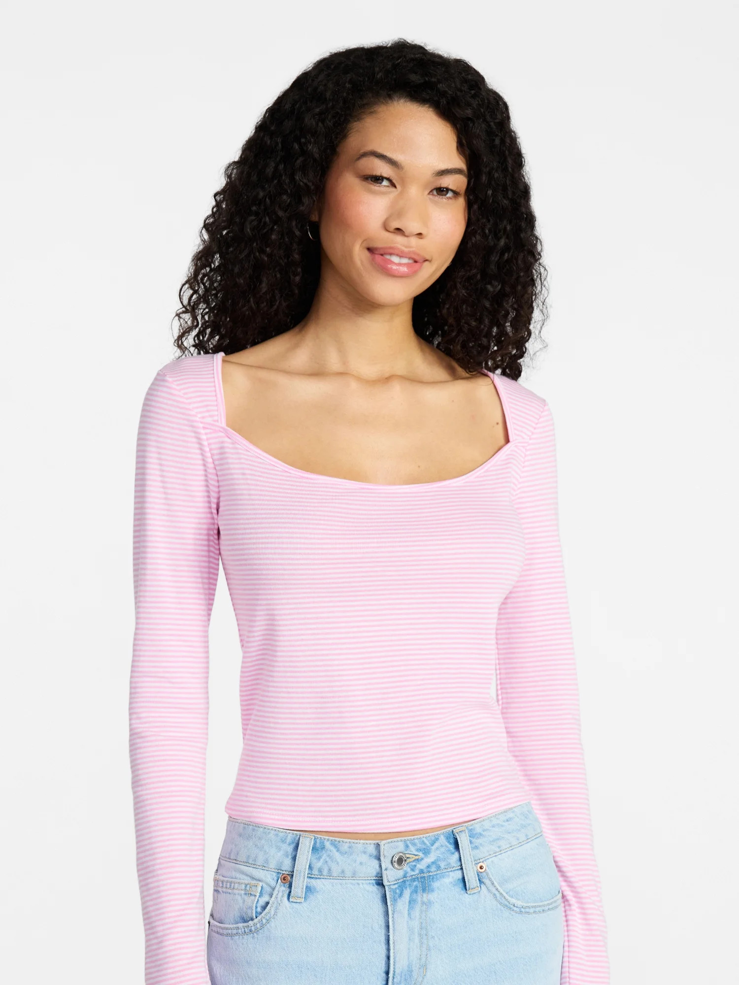 No Boundaries 90s Square Neck Top, Women’s XXS-XXL | Walmart (US)