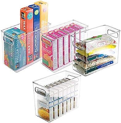 mDesign Tall Plastic Kitchen Pantry Cabinet, Refrigerator or Freezer Food Storage Bin with Handle... | Amazon (US)