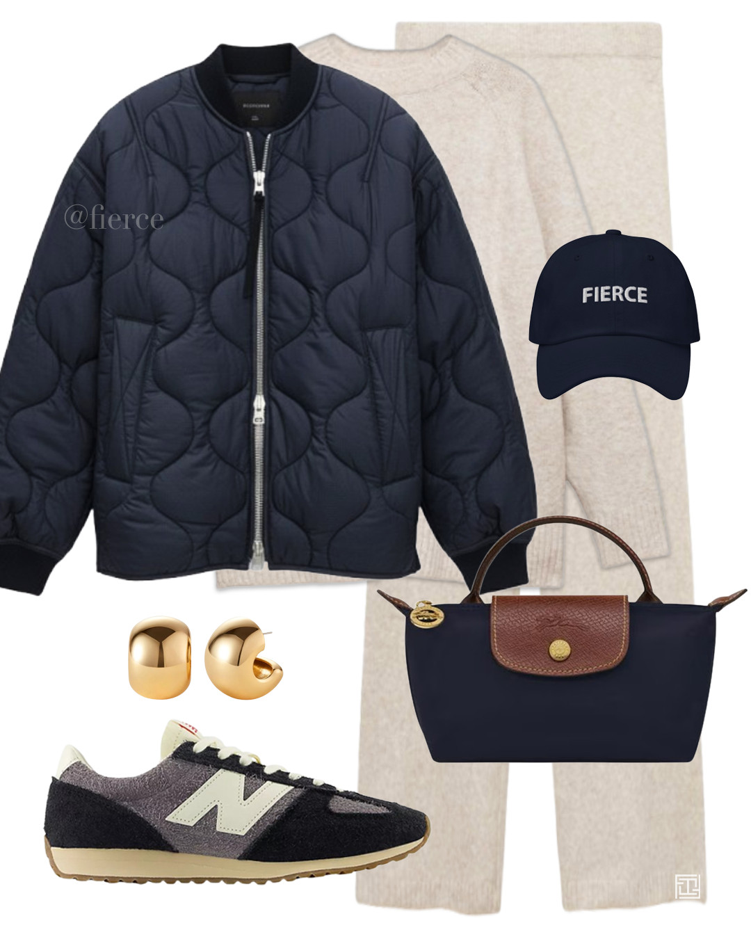 knitted lounge set navy blue quilted jacket navy new balance 471 fierce navy baseball cap blue mini longchamp bag casual weekend travel look coffree break shopping school drop off 

 #LTKautumn 

#LTKuk #LTKeurope