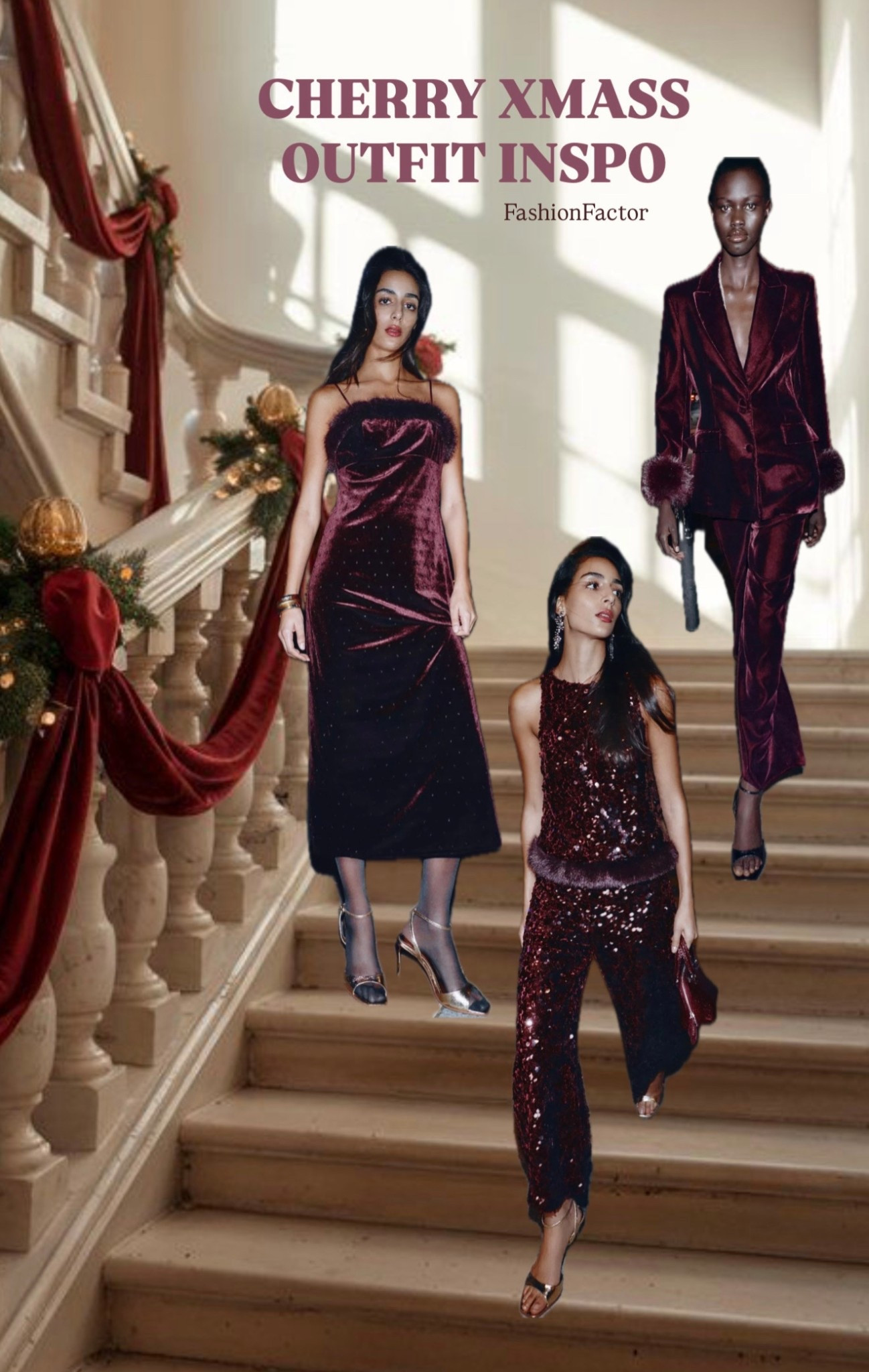 Forget the classic red. Cherry is the sophisticated upgrade your holiday wardrobe deserves, offering a deeper, couture-level take on festive dressing. ♥️ 
Velvet co ord set - blazer with faux fur cuffs & velvet wide leg pants, sequin top with faux fur hem, sequin barrel pants, velvet beaded faux fur midi dress

#LTKGiftGuide #LTKHoliday #LTKSeasonal