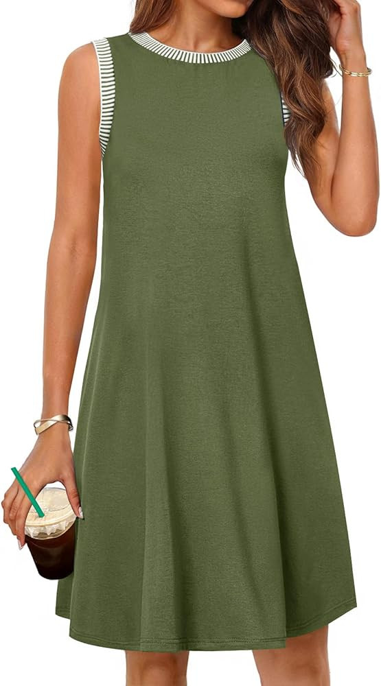 MEROKEETY Women's 2025 Summer Spring Casual Sundress Beach Vacation Sleeveless Tank Crewneck Cove... | Amazon (US)