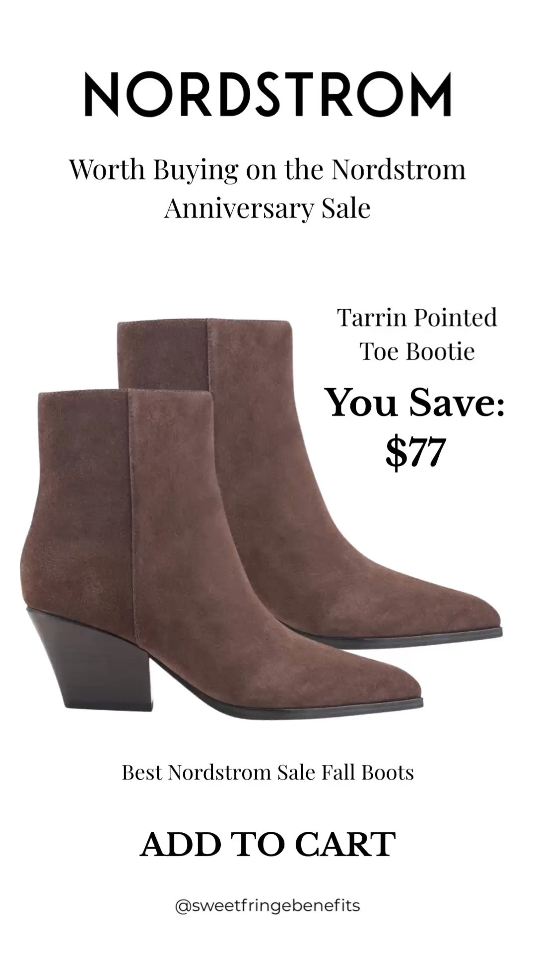 The Tarrin Pointed Toe Bootie is one of the best boot buys in the Nordstrom Anniversary Sale. The sleek silhouette, rich suede, and wearable heel make it an easy choice for jeans, dresses, and everything in between.

💡 LTK MADE EASY
❤️ Heart = Support my posts!
🔖 Save = Get sale & restock alerts
📋 Lists = Keep favorites organized
📲 Share = Send lists and products to a friend. Hello, Christmas List!
💬 Comment = Ask me anything about what I'm wearing.:-)

#LTKSeasonal #LTKSaleAlert #LTKOver40