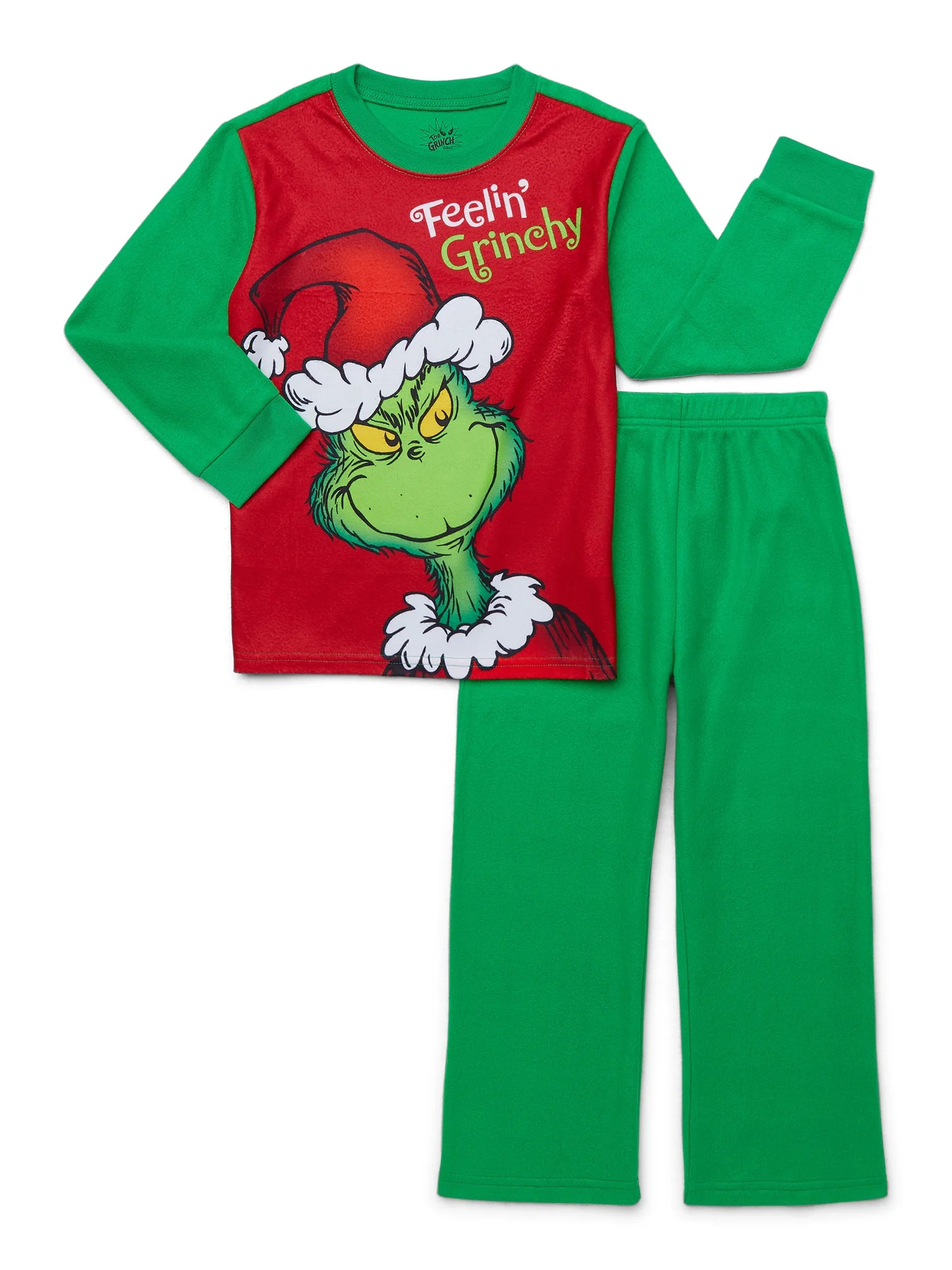 The Grinch Girls Long Sleeve Top and Pants Pajama Set, 2-Piece, Sizes 4-12 | Walmart (US)