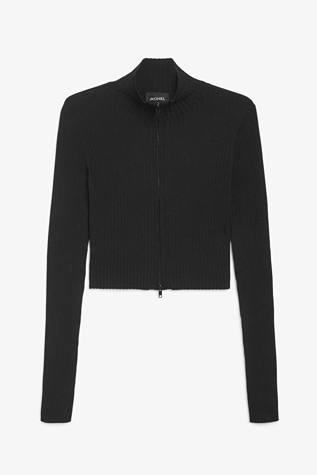 Ribbed knit zip cardigan
                  			
				£25 | Monki