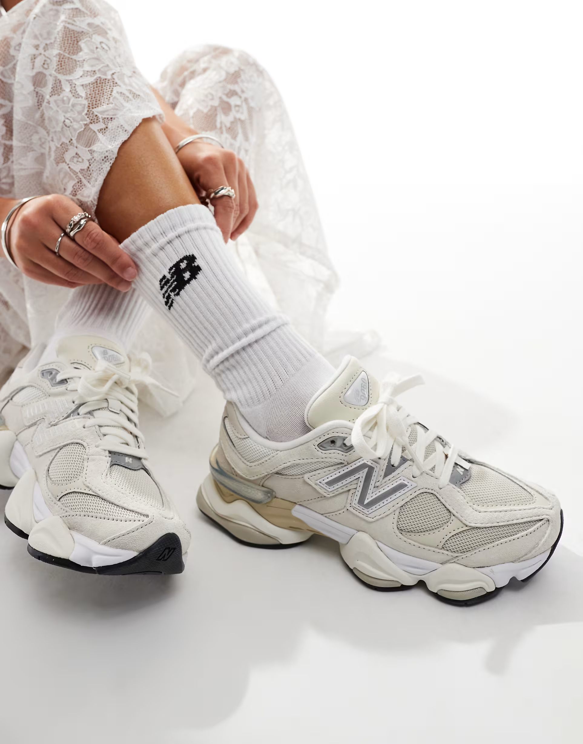 New Balance 9060 trainers in white and silver | ASOS (Global)