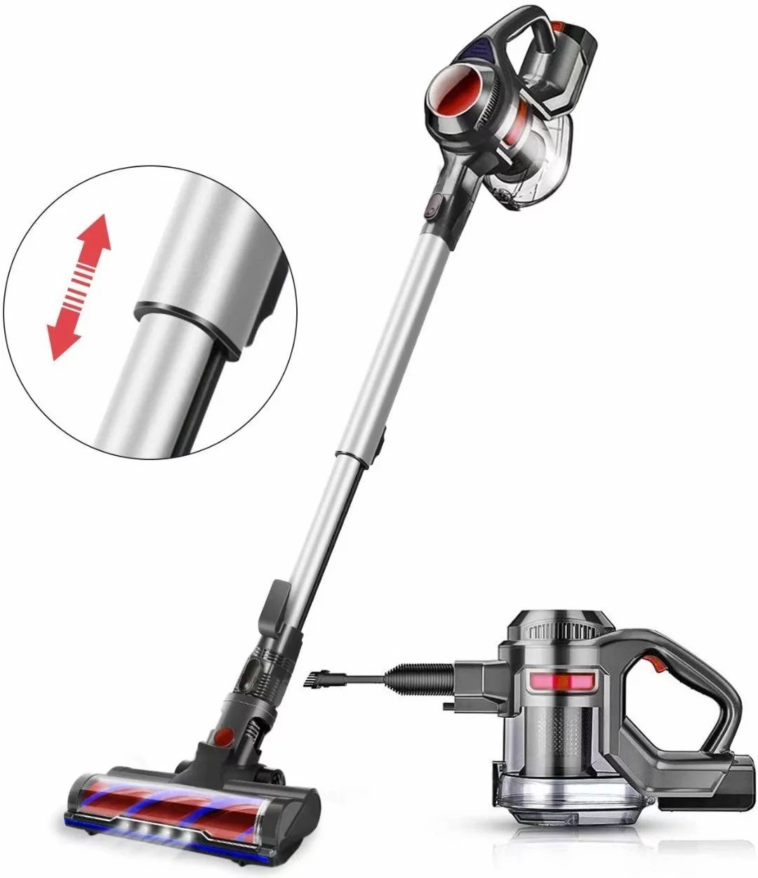 MOOSOO XL-618A Cordless Vacuum 4 in 1 Stick Vacuum Cleaner for Carpet Hard Floor, Red | Walmart (US)