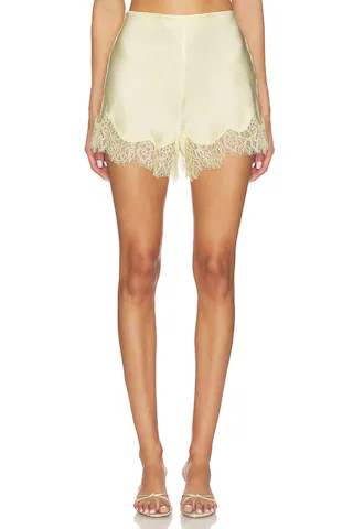 Bardot Silvio Satin Lace Trim Short in Buttercup from Revolve.com | Revolve Clothing (Global)