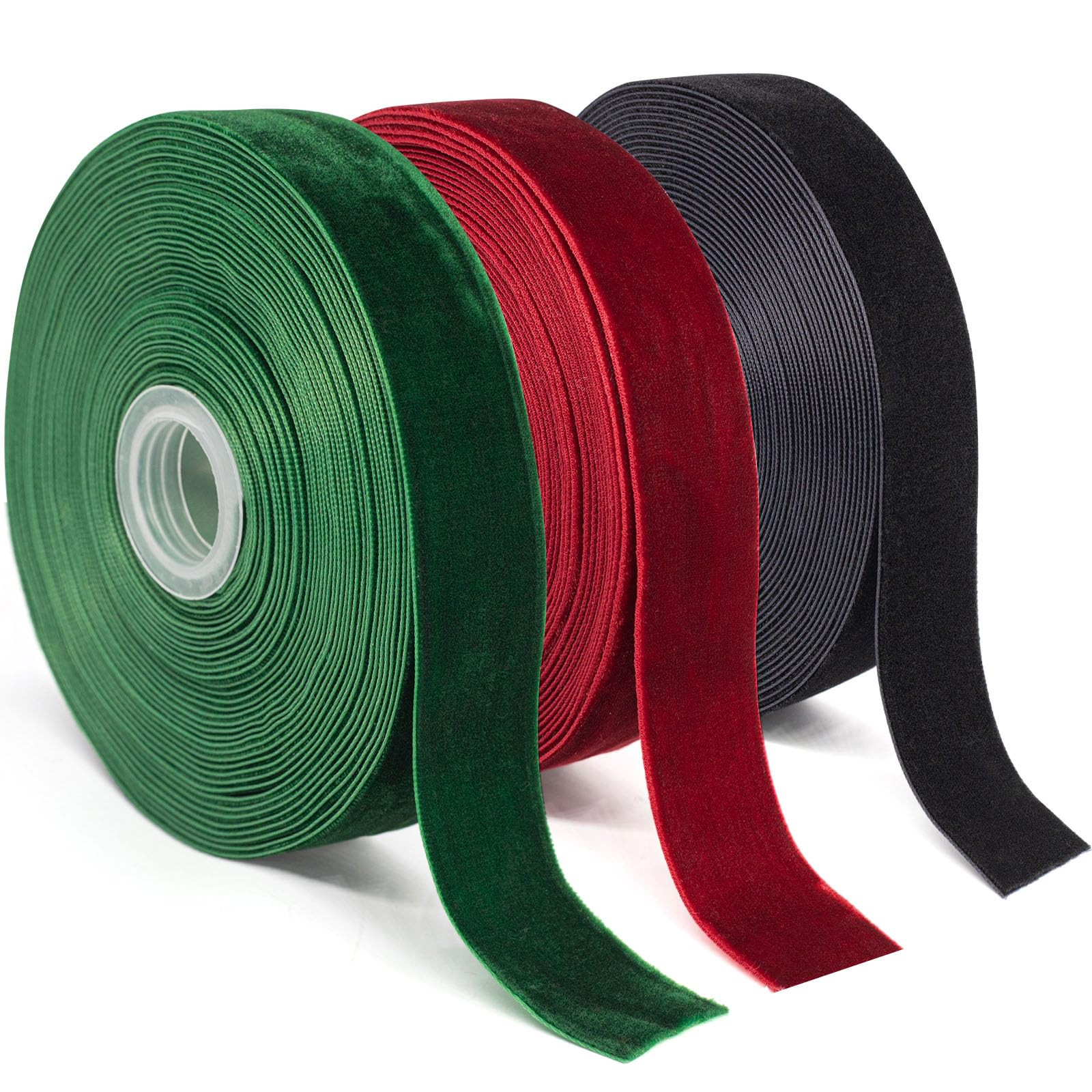 Velvet Ribbon Set, 1” × 30Yards (3 Rolls, 10Yards/Rolls，Burgundy, Dark Green, Black) Velvet ... | Amazon (US)