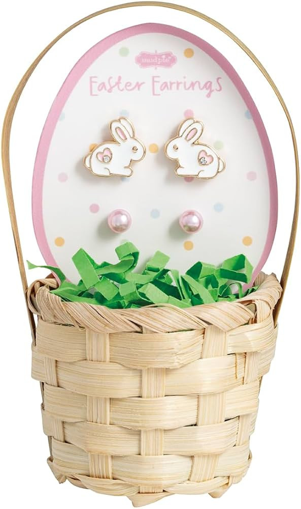Mud Pie Little Girl White Easter Bunny Stud Earrings | Amazon (US)