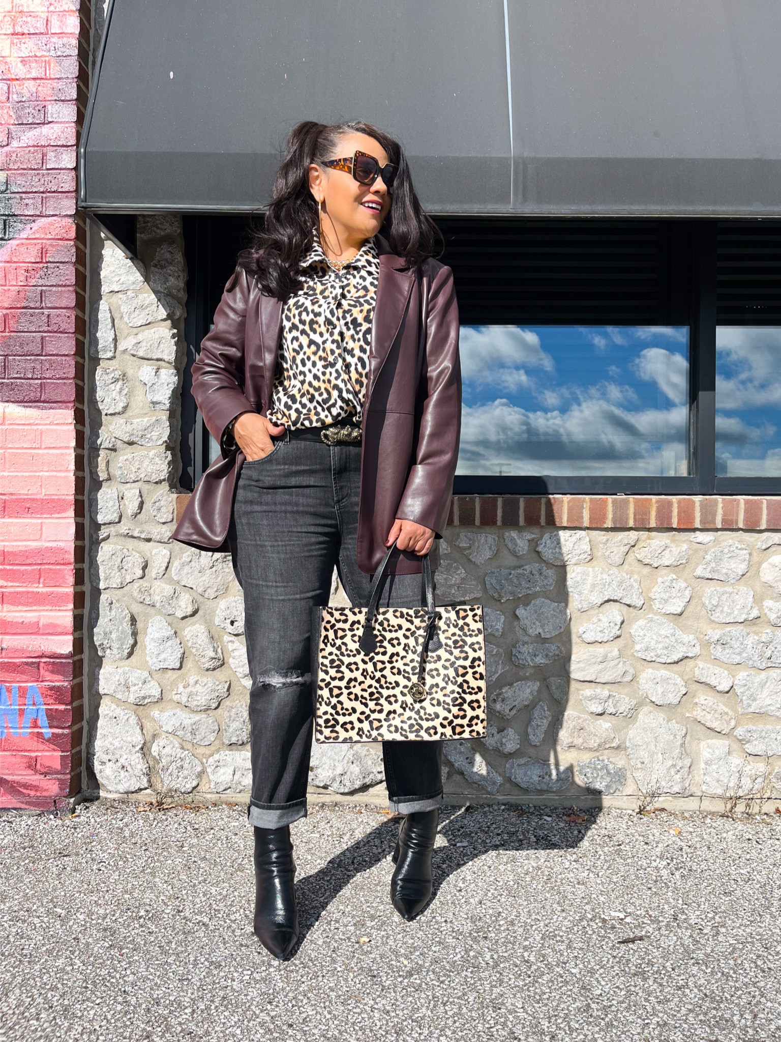 Fall trends I am loving faux leather , animal print and cute jeans! Great news the bag , shirt and jeans are on sale . Linking it all here plus some other great deals 
#fallfashion #fashionover40 #denim  #midsizestyle #curvyfashion

#LTKunder50 #LTKsalealert #LTKstyletip