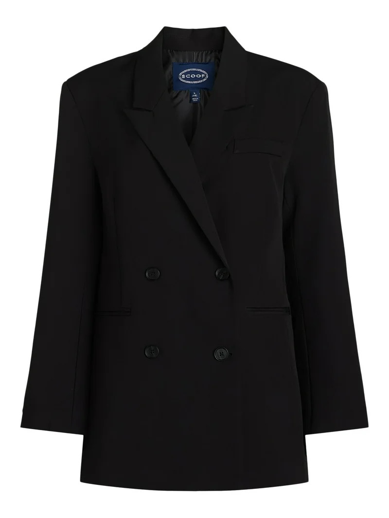 Scoop Women's and Women's Plus Crepe Slouchy Double Breasted Blazer, Sizes XS-4X | Walmart (US)