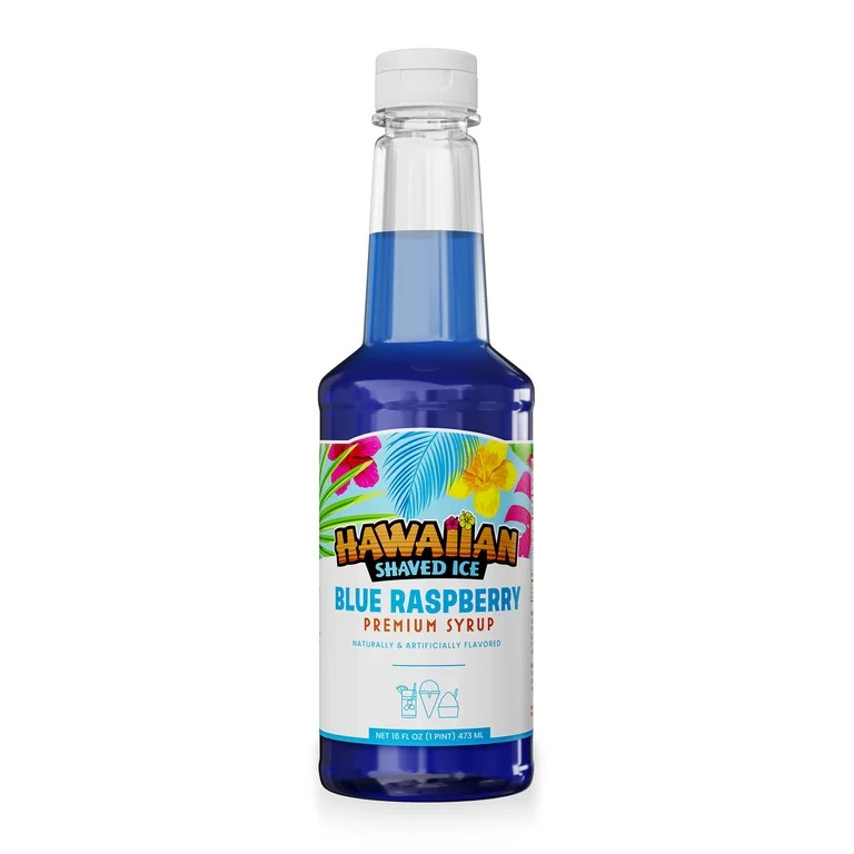 Hawaiian Shaved Ice Premium Blue Raspberry Flavored Syrup - 16 fl oz Bottle, Shelf-Stable | Walmart (US)