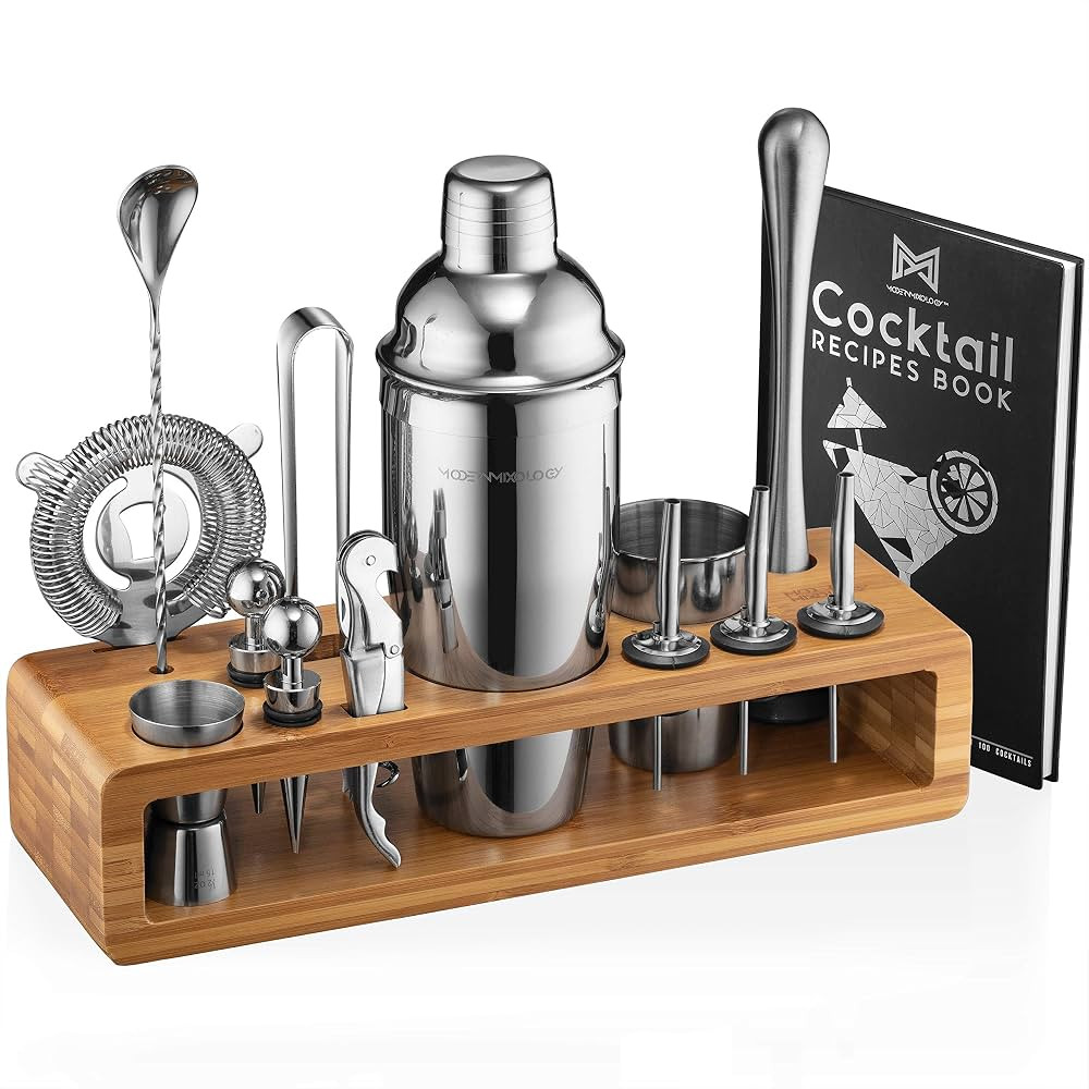 Mixology Bartender Kit: 23-Piece Bar Set Cocktail Shaker Set with Stylish Bamboo Stand | Perfect ... | Amazon (US)
