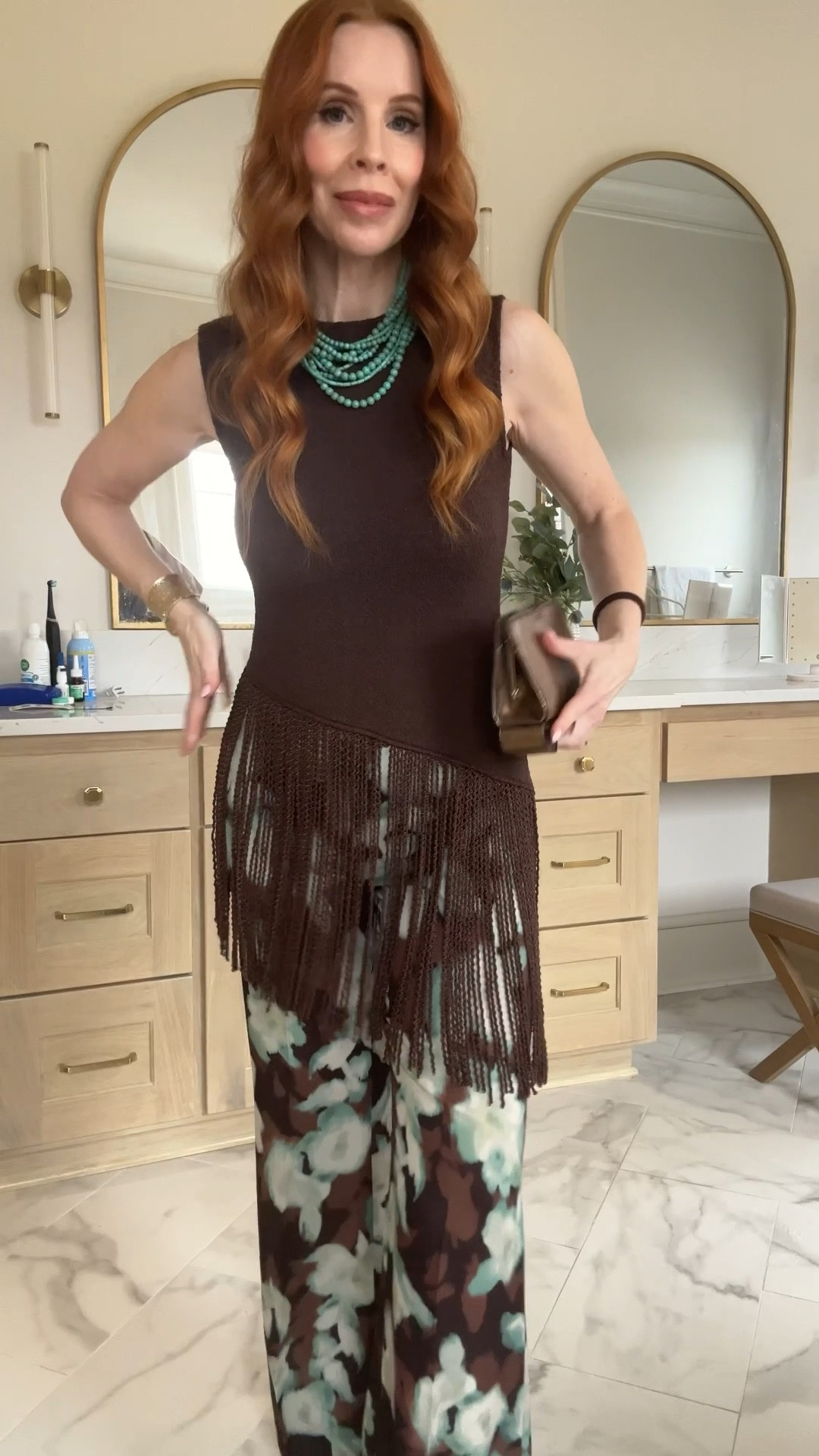 Date night, spring outfit, Zara, resort style, spring break outfit, printed pants. Mango, over 40, patty look 

#LTKgrwm #LTKOver40 #LTKootd
