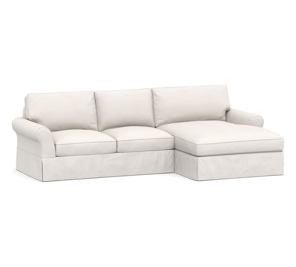PB Comfort Roll Arm Slipcovered Sofa Double Wide Chaise Sectional | Pottery Barn (US)