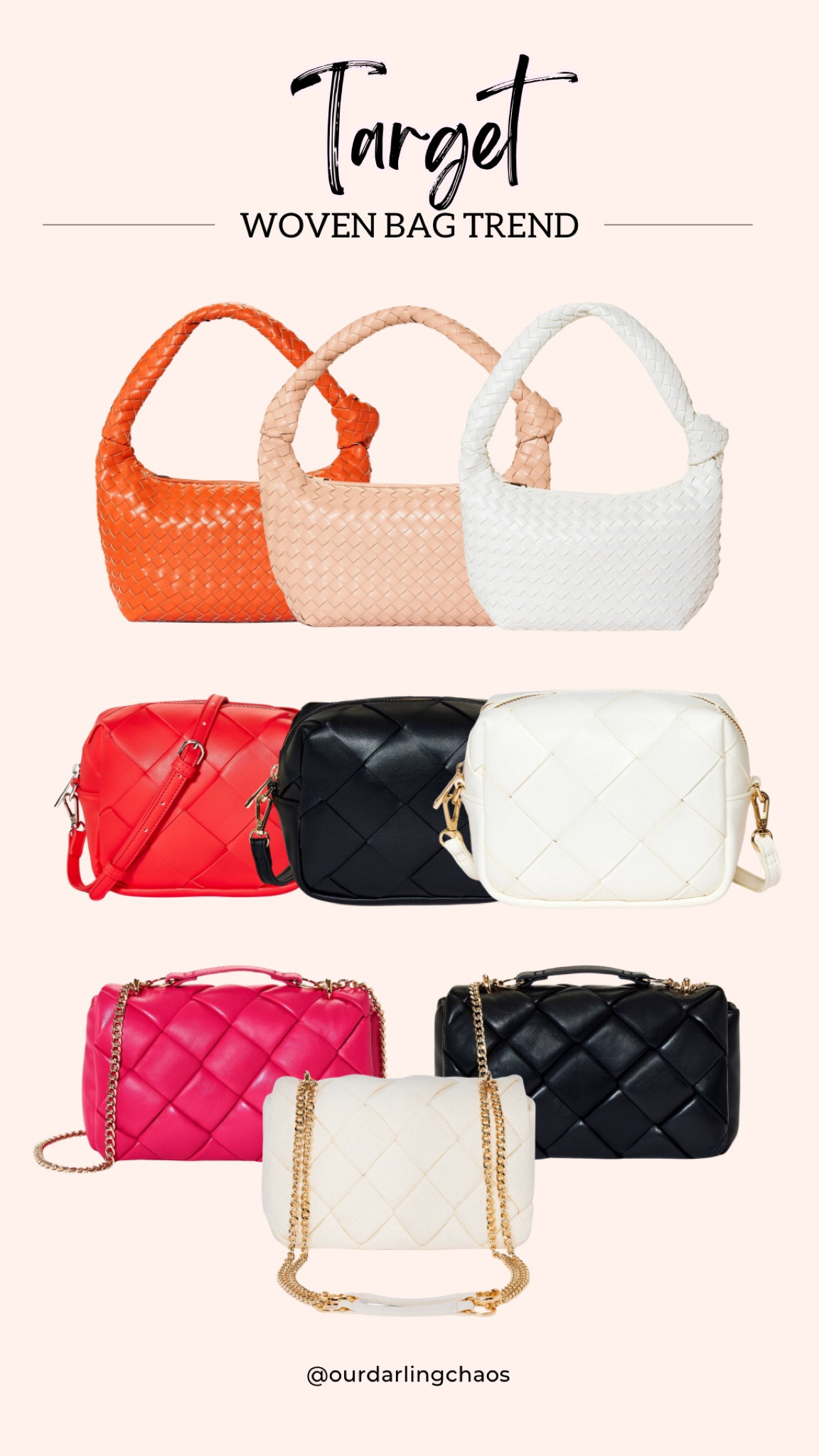 I’ve been loving the woven bag trend! I’ve been seeing them everywhere and target finally has some and they are so cute!!😍

Purses, bags, totes, crossbody purse, woven bag, woven purse, woven crossbody, spring purse, spring bag, spring crossbody bag

#LTKstyletip #LTKitbag #LTKfindsunder50