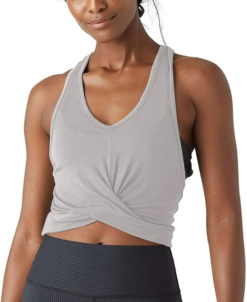 Bestisun Womens Workout Tops Loose Fit Flowy Cropped Tank Tops Athletic Shirts Racerback Crop Tops f | Amazon (US)