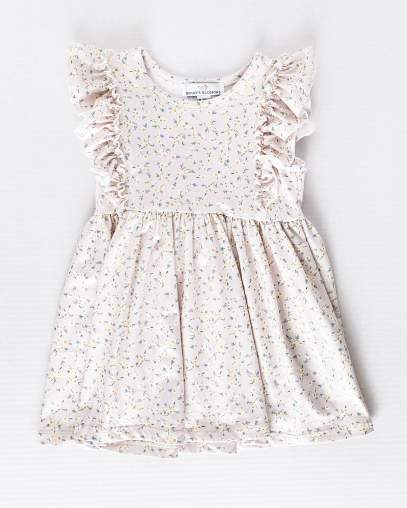 Zoey Ruffle Sleeve Dress - Dainty Daffodil | Bailey's Blossoms